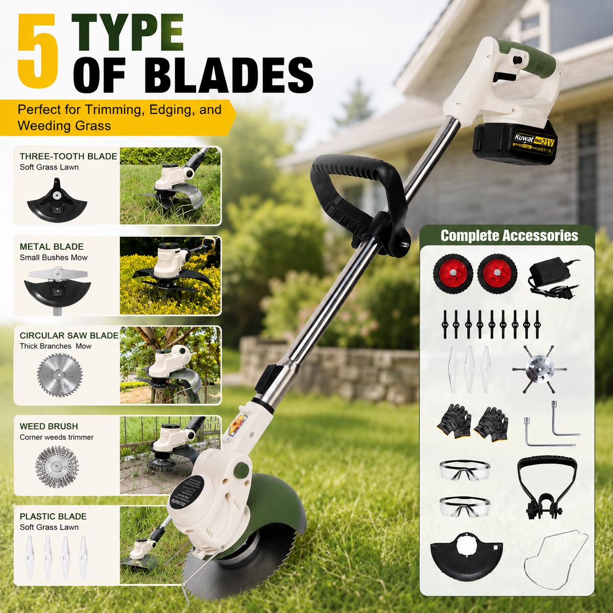 KUWAT Portable Cordless Electric Lawnmower